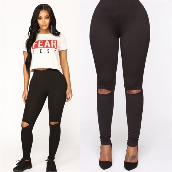 Fashion Nova Knee Slit Leggings - Picture 1 of 11